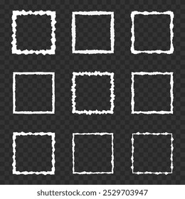 Torn ripped paper square frames border set