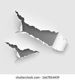 Torn ripped paper vector template, sides with ripped edges