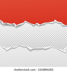 Pieza rota de papel cuadrado horizontal, blanco y rojo, con sombra suave. Fondo del texto. Ilustración del vector