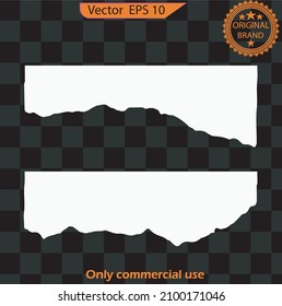 Torn, ripped piece. Ripped paper vector with space for text, advertising or design. Torn paper edges. Vector illustration. Ripped scraps fragments wisps. 