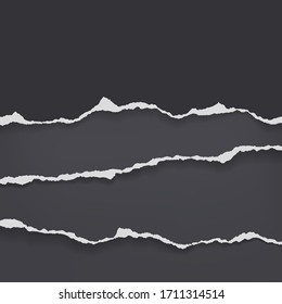 Los trozos rasgados de papel blanco y negro horizontal con una sombra suave están en el fondo gris oscuro del texto. Ilustración del vector