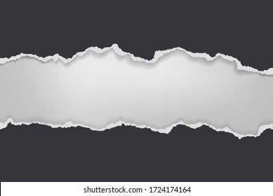 Trozos de papel negro horizontal desgarrados y con sombra suave están en el fondo blanco del texto. Ilustración del vector