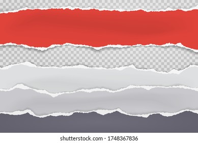 Geschwülste, gerippte, horizontale, rote und weiße Papiere mit weichem Schatten sind für den Text auf quadratischem Hintergrund. Vektorgrafik