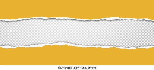 Torn, ripped pieces of horizontal squared paper with soft shadow are on grey background for text. Vector illustration