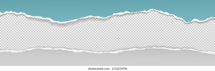 Los trozos rasgados de papel horizontal blanco y azul con sombra suave están en el fondo gris cuadrado del texto. Ilustración del vector