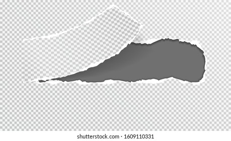 Torn, ripped squared paper hole is on black background. Frame for text. Vector illustration