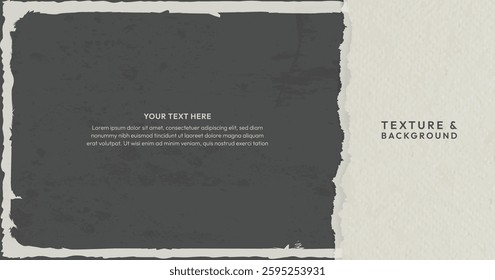 Torn, ripped White and Black Background paper strips with soft shadow are on squared background for text. Vector illustration space for copy text , black background.