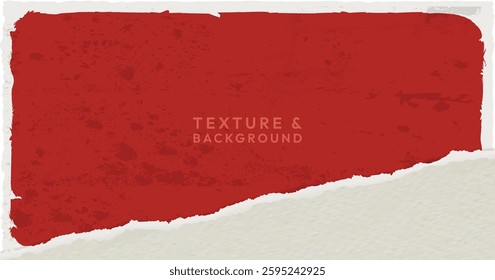 Torn, ripped White and Red Background paper strips with soft shadow are on squared background for text. Vector illustration