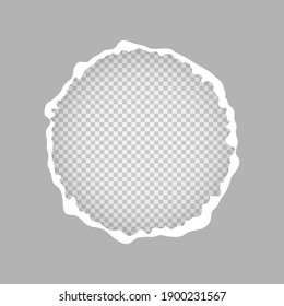 Torn round paper, a hole in a sheet of paper on a transparent background. Vector illustration.