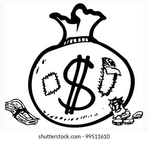 torn of sack of money doodle