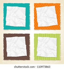 Torn scratch paper vintage background. Vector texture.