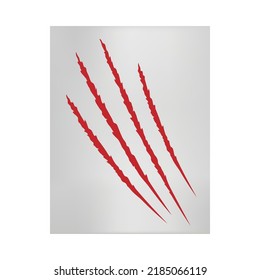 Torn scratches of monster or animal sharp claws, realistic vector illustration isolated on white background. Banner or card with tiger paws marks and traces.