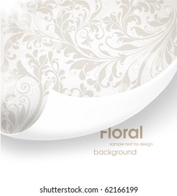 Torn seamless floral background for vintage design. Free place for text. Light ornament with abstract flowers and leafs.