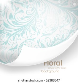 Torn seamless floral background for vintage design. Free place for text. Light ornament with abstract flowers and leafs.