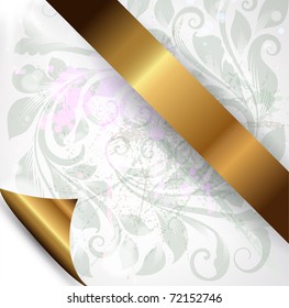 Torn seamless floral background for vintage design. Free place for text. Light ornament with abstract flowers and leafs.