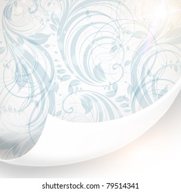 Torn seamless floral background for vintage design. Free place for text. Light ornament with abstract flowers and leafs. eps 10