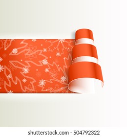 Torn sheet in the form of a Christmas tree. Christmas holiday card. New Year. Vector illustration.