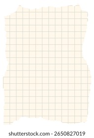 Torn sheet of notebook or exercise book in a box. Vector illustration of a piece of paper.