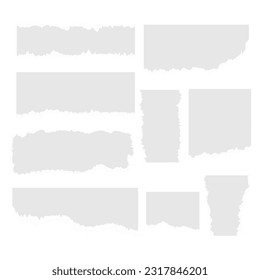 Torn Sheet Paper Illustration. Torn or ripped paper sheet. Scrapbook edge, notebook tear or blank page split illustration. Abstract realistic ornament or decoration clip art for banner background.