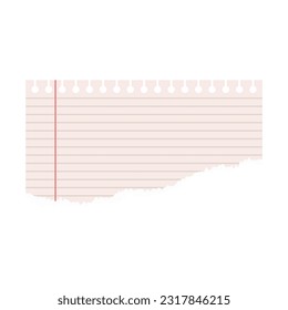 Torn Sheet Paper Illustration. Torn or ripped paper sheet. Scrapbook edge, notebook tear or blank page split illustration. Abstract realistic ornament or decoration clip art for banner background.