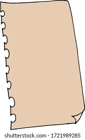 Torn sheet of paper from a notebook. Color flat vector illustration. Cartoon isolated on a white background.