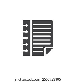 Torn sheet with spiral holes vector icon. filled flat sign for mobile concept and web design. Torn Notebook Page glyph icon. Symbol, logo illustration. Vector graphics