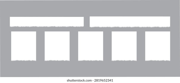 Torn sheets of paper. Ripped paper strips set edge design. Eps vector illustration file 10. 