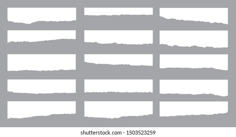 Torn sheets of paper. A set of torn paper and strips of paper on a dark background. Vector illustration.