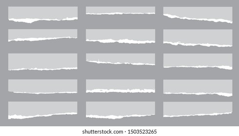 Torn sheets of paper. A set of torn paper and strips of paper on a dark background. Vector illustration.