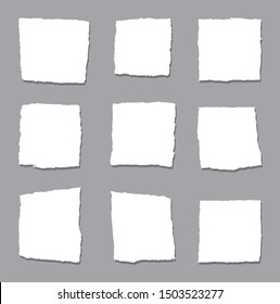 Torn sheets of paper. A set of torn paper and strips of paper on a dark background. Vector illustration.
