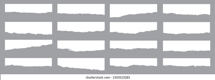 Torn sheets of paper. A set of torn paper and strips of paper on a dark background. Vector illustration.