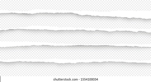 Torn sheets of paper with shadow on an isolated background. Torn paper set. Paper waste. Vector graphics