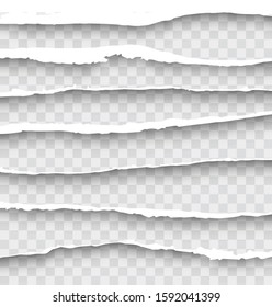 Torn sheets of paper with shadow on an isolated background. Torn paper set. Paper waste. Vector graphics