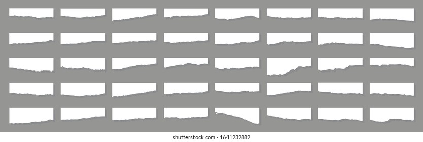 Torn sheets of paper with shadow on an isolated background. Torn paper set. Paper waste. Vector graphics