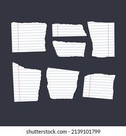 Torn sheets of paper. Torn paper strips set. Vector illustration