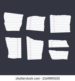Torn sheets of paper. Torn paper strips set. Vector illustration