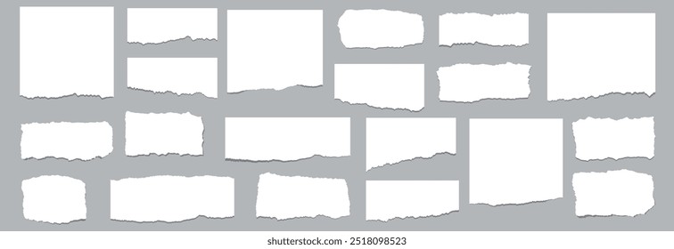 Hojas de papel rotas. conjunto de tiras de papel rotas