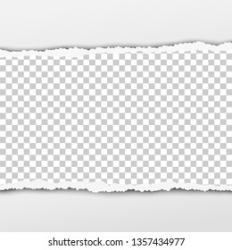 Torn, snatched piece of transparent paper with soft shadow. Vector template design. Paper mockup.