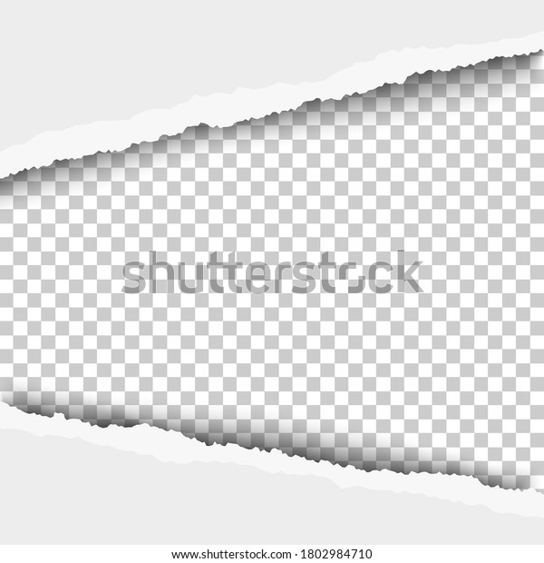 Torn, snatched window in sheet of white paper.
Vector template paper
design.