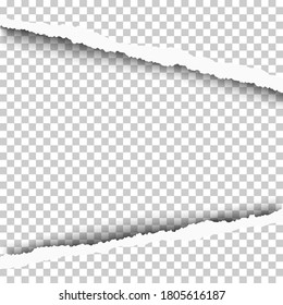 Torn, snatched window in transparent sheet of paper. Template paper design. Vector illustration.