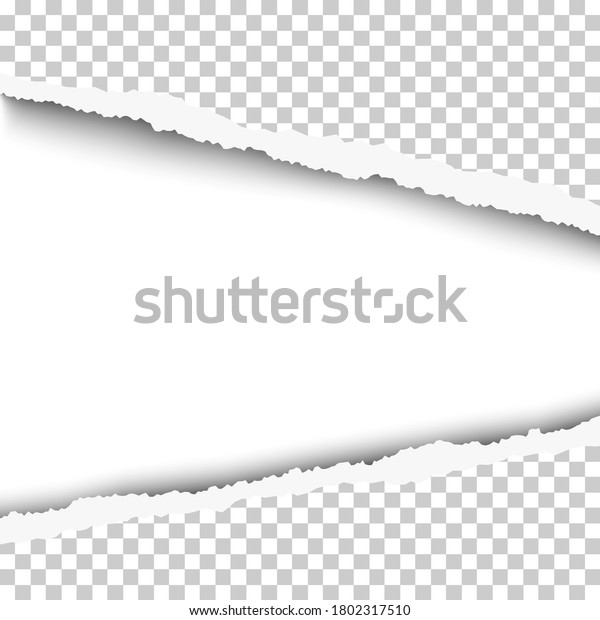 Torn, snatched\
window with white background in transparent sheet of paper. Vector\
template paper design.