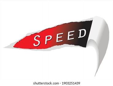 Torn-Speed-Aufkleber, Vektorgrafik auf Rot und Schwarz