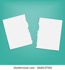 Torn square paper piece. Space for your text. Paper pieces with shadows. Vector illustration.