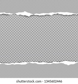 Torn squared grey horizontal paper strips with space for text. Vector illustration background