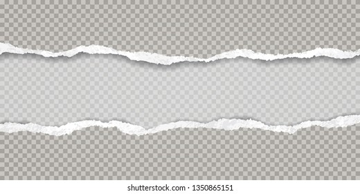 Torn squared grey horizontal paper strips with space for text. Vector illustration background