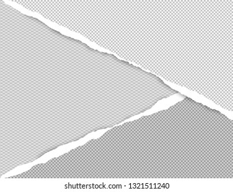 Torn squared grey paper in corners are on background with space for text. Vector illustration