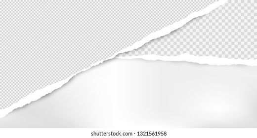 Torn squared grey paper in corners are on white background with space for text. Vector illustration