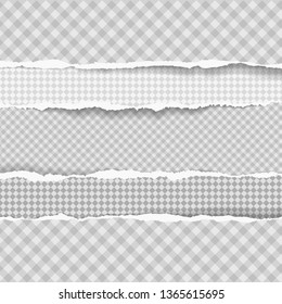 Torn squared and horizontal paper strips with soft shadow. Vector illustration background