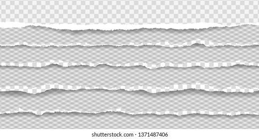 Torn squared horizontal paper strips with soft shadow. Vector illustration background