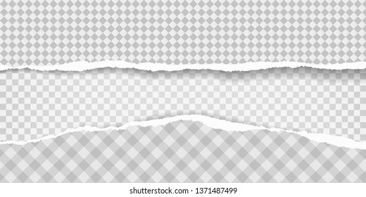 Torn squared horizontal paper strips with soft shadow. Vector illustration background